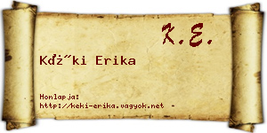Kéki Erika névjegykártya